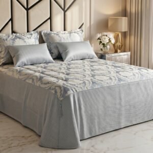 Couvre-lit brodé – Coloris Bleu Gris