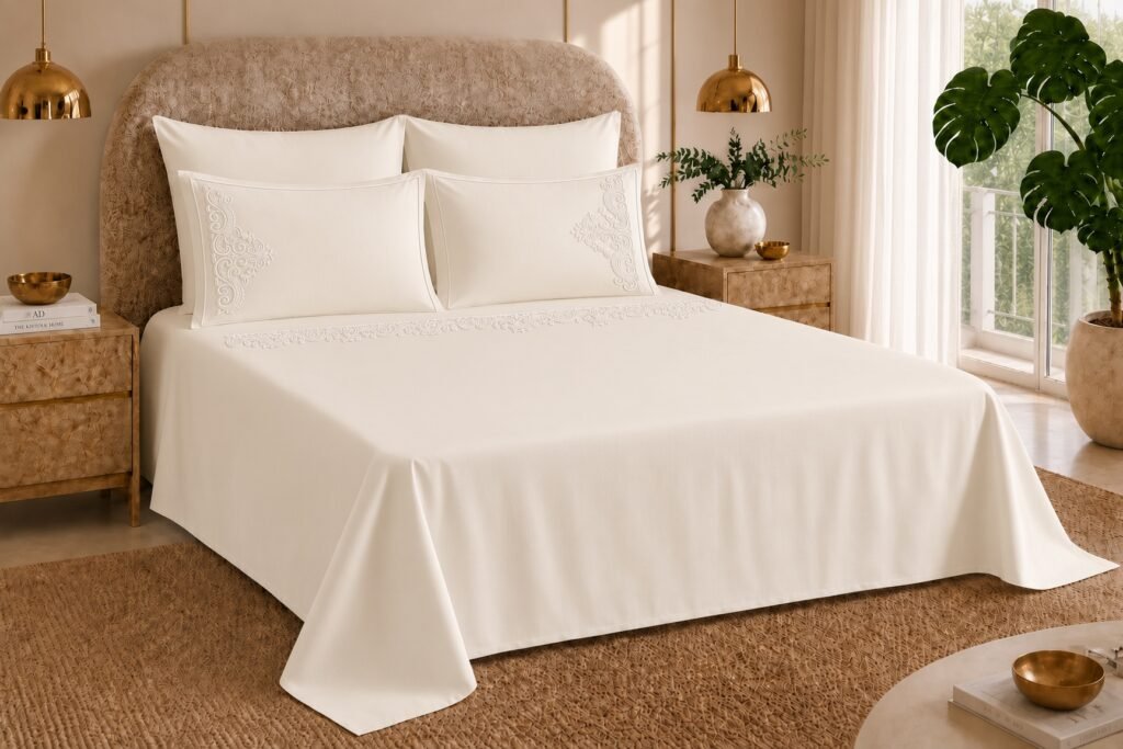 Drap Brodé Neige sur Neige(6 pièces)
