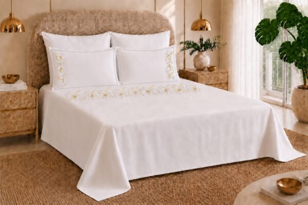 Drap Brodé Rose Crépuscule(6 pièces)