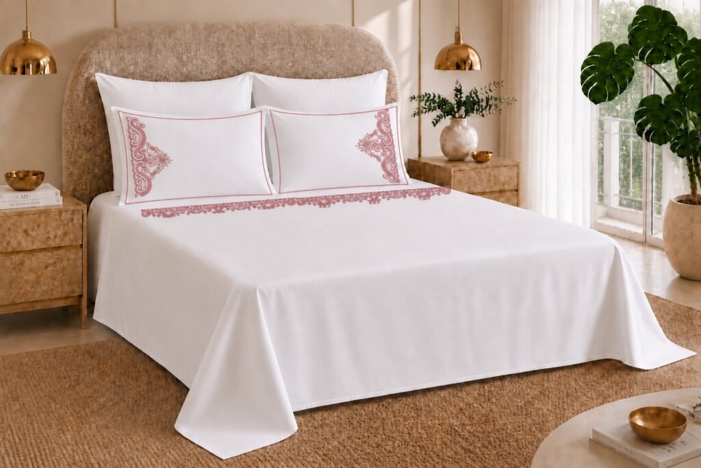 Drap Brodé Rose d'Orient(6 pièces)